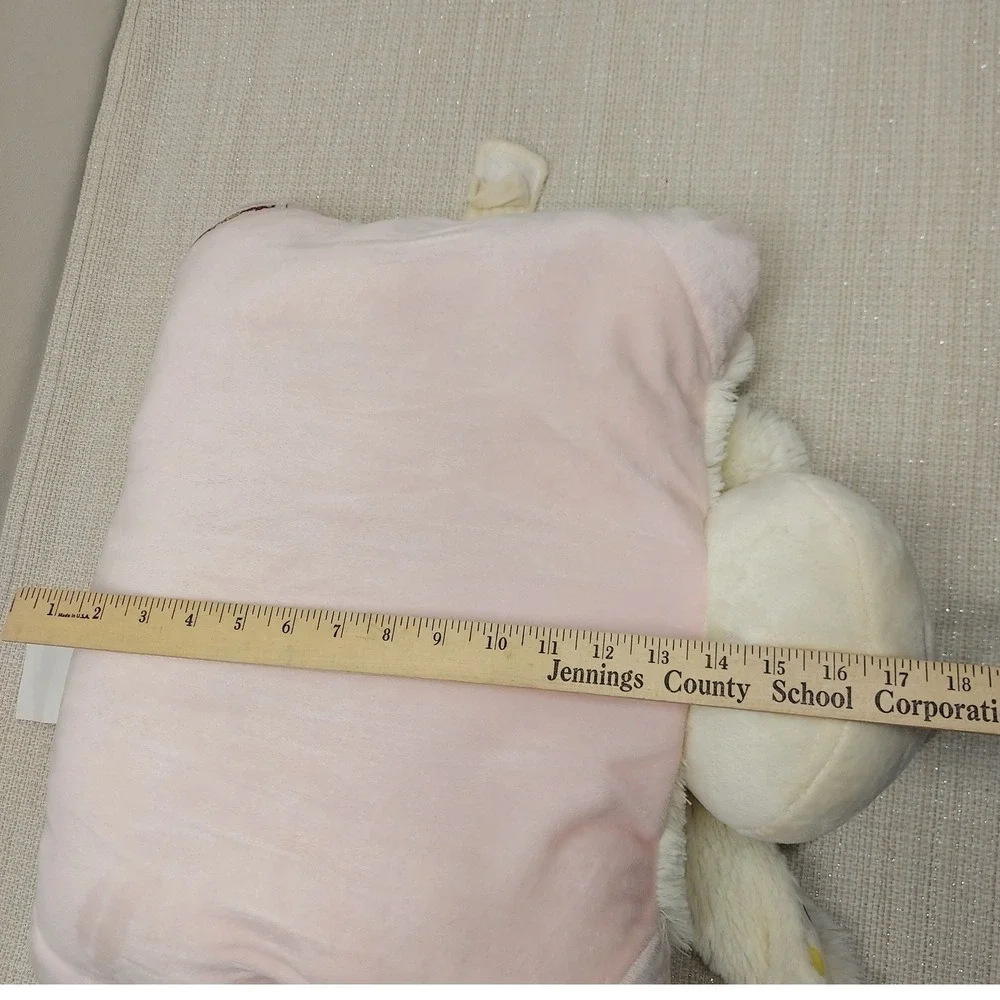 2010 Pillow Pets Bunny Rabbit Plush Cream Pink Polka Dot Ears Stuffed Animal 18